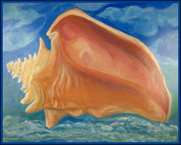Conch, acrylic and oil on canvas, 60x40". Click to go back to thumbnails.