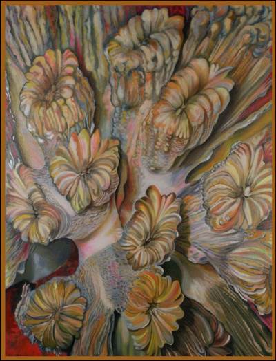 Sold. Smooth Flower Coral, acrylic and oil on canvas, 40x60". Click to go back to thumbnails.
