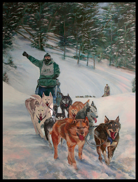 Sold. Dogsled Race, 48x60". Click to go back to thumbnails.