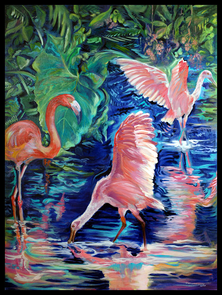 Flamingo and Rosette Spoonbills. Click to go back to thumbnails.